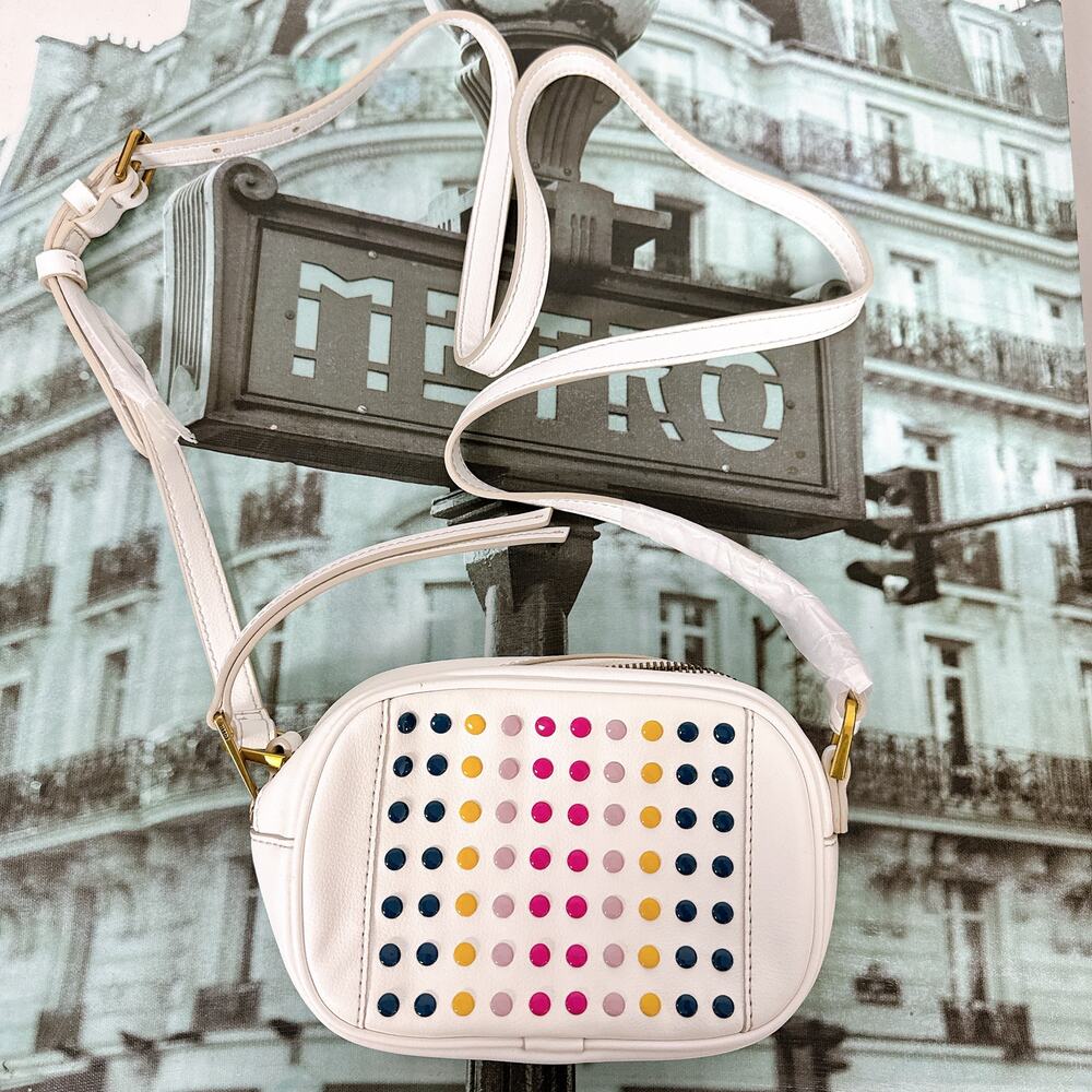 Fossil SHB2444982 Maisie White Colored Dots Oval Crossbody Bag